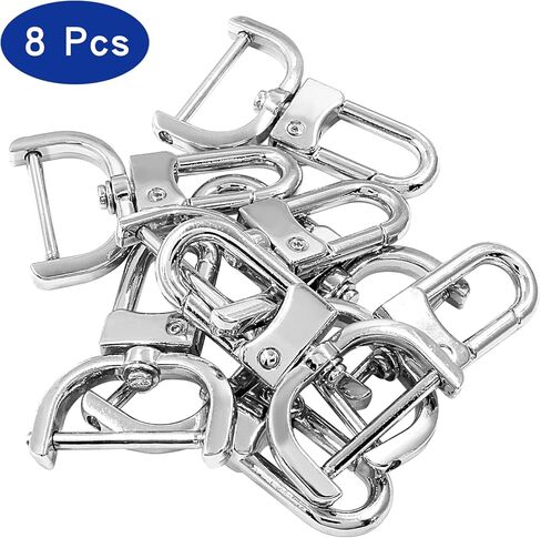 BokWin 8 قطع مشبك دوار خطاف 3/4 بوصة دوار كوبستر مخلب مشبك D حلقة خطاف غلق قابل للفصل مع مفك براغي لحقيبة المحفظة الجلدية (فضي) in Kuwait