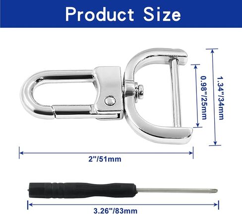 BokWin 8 قطع مشبك دوار خطاف 3/4 بوصة دوار كوبستر مخلب مشبك D حلقة خطاف غلق قابل للفصل مع مفك براغي لحقيبة المحفظة الجلدية (فضي) in Kuwait