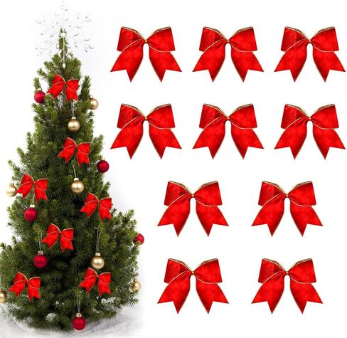 Threetols 10PCS Christmas Wreath Bows, Red Black Buffalo Plaid Bows for Wreath Farmhouse Bows for Front Door Winter Red Bows Christmas Tree Bows for New Year Indoor Outdoor Xmas Decorations in Saudi Arabia
