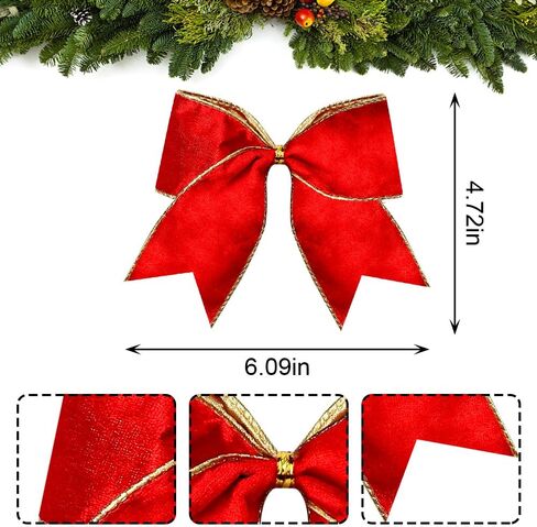Threetols 10PCS Christmas Wreath Bows, Red Black Buffalo Plaid Bows for Wreath Farmhouse Bows for Front Door Winter Red Bows Christmas Tree Bows for New Year Indoor Outdoor Xmas Decorations in Saudi Arabia