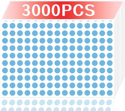 ملصقات منقطة مقاس 0.375 بوصة، ملصقات تسعير Yardsale، ملصق سعر بيع المرآب، جرة التوابل، ملصقات دائرية فارغة قابلة للكتابة، ملصقات دائرة زرقاء لمعظم المناسبات، على سبيل المثال، نوع مذكرات المكتب 3000 قطعة in Kuwait