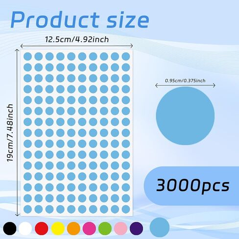 ملصقات منقطة مقاس 0.375 بوصة، ملصقات تسعير Yardsale، ملصق سعر بيع المرآب، جرة التوابل، ملصقات دائرية فارغة قابلة للكتابة، ملصقات دائرة زرقاء لمعظم المناسبات، على سبيل المثال، نوع مذكرات المكتب 3000 قطعة in Kuwait