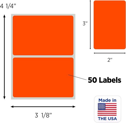 ملصقات ترميز ألوان مستطيلة مقاس 2 × 3 بوصة من ChromaLabel، ملصقات ملونة دائمة، مثالية لإدارة المخزون - 50 ملصقًا في كل عبوة، ملصقات بيضاء in Kuwait