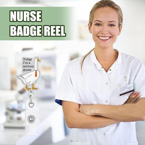 Serious Goose Badge Reel, Funny Goose Badge Reels Retractable, Name Badge Holder Reel ID Clip for Nurse Nursing Medical Assisatant Office Hospital in Kuwait