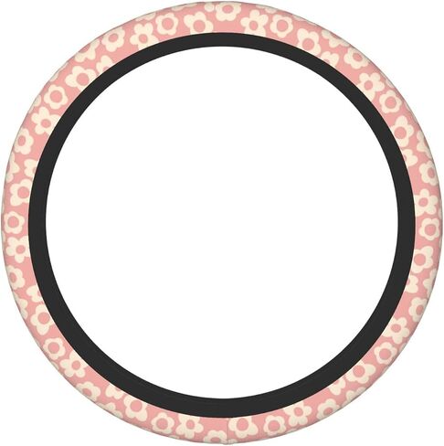 Pink Groovy Flower Abstract Floral Aesthetic Steering Wheel Cover for Women Men Girls Car Accessories Decor Anti-Slip Neoprene Auto Steering Wheel Covers Protector Universal 15 Inch in Kuwait