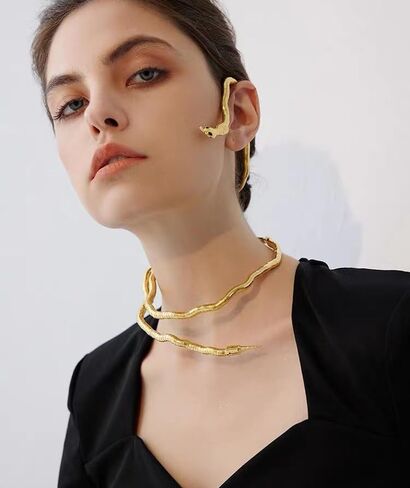 WLL Personalized Snake Adjustable Open Rings Snake Hand Chain Bracelet Snake Chain Finger Ring Bracelet Animal Jewelry Halloween Accessories in Saudi Arabia