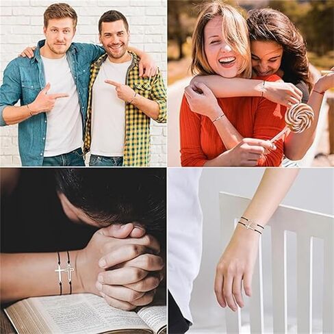 Cross Couples Bracelets,Family Matching Bracelets,Handmade Adjustable Cross Pinky Promise Bracelets,Cross Jewelry Gifts for Men Women in Saudi Arabia
