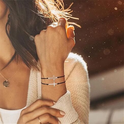 Cross Couples Bracelets,Family Matching Bracelets,Handmade Adjustable Cross Pinky Promise Bracelets,Cross Jewelry Gifts for Men Women in Saudi Arabia
