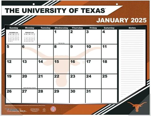 TURNER SPORTS Texas Longhorns 2025 22x17 Desk Calendar (25998061490) in Saudi Arabia