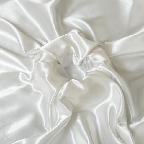 Satin Fabric by The Yard ，60 Inch Wide ，Soft Charmeuse Silk Satin Fabrics for Sewing,Wedding Dress,DIY Craftings, Costumes,Draping,Table Runner,Cloth Napkins (Ivory White, 1yard) in Saudi Arabia