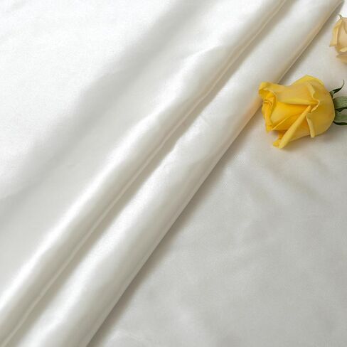 Satin Fabric by The Yard ，60 Inch Wide ，Soft Charmeuse Silk Satin Fabrics for Sewing,Wedding Dress,DIY Craftings, Costumes,Draping,Table Runner,Cloth Napkins (Ivory White, 1yard) in Saudi Arabia