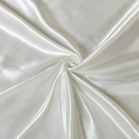 Satin Fabric by The Yard ，60 Inch Wide ，Soft Charmeuse Silk Satin Fabrics for Sewing,Wedding Dress,DIY Craftings, Costumes,Draping,Table Runner,Cloth Napkins (Ivory White, 1yard) in Saudi Arabia