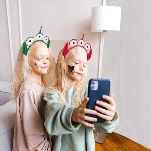 عصابة رأس RUNUP Green Alien Headband Three Eyes Alien Plush Headbands Alien زي قبعة موضوع حفلة الهالوين التنكرية إكسسوارات غريبة للنساء والأطفال عصابة رأس غريبة in Saudi Arabia