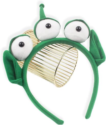 عصابة رأس RUNUP Green Alien Headband Three Eyes Alien Plush Headbands Alien زي قبعة موضوع حفلة الهالوين التنكرية إكسسوارات غريبة للنساء والأطفال عصابة رأس غريبة in Saudi Arabia