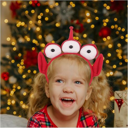 عصابة رأس RUNUP Green Alien Headband Three Eyes Alien Plush Headbands Alien زي قبعة موضوع حفلة الهالوين التنكرية إكسسوارات غريبة للنساء والأطفال عصابة رأس غريبة in Saudi Arabia