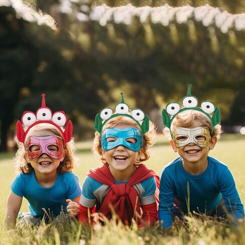 عصابة رأس RUNUP Green Alien Headband Three Eyes Alien Plush Headbands Alien زي قبعة موضوع حفلة الهالوين التنكرية إكسسوارات غريبة للنساء والأطفال عصابة رأس غريبة in Saudi Arabia
