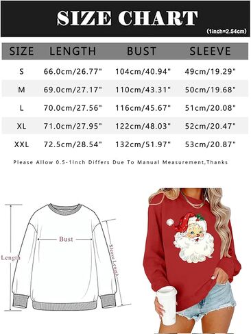 VVNTY Christmas Sweatshirts for Women Retro Santa Claus Graphic Long Sleeve Shirt Xmas Pullover Tops in Saudi Arabia