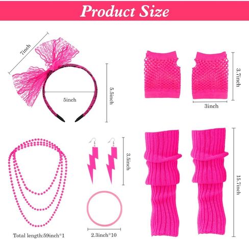 Women's Halloween Costumes,80s Outfit Woman,80s Accessories for Women,Neon Accessories for Disco Party (18 Pcs) in Kuwait