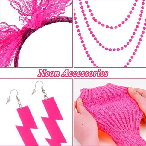 Women's Halloween Costumes,80s Outfit Woman,80s Accessories for Women,Neon Accessories for Disco Party (18 Pcs) in Kuwait