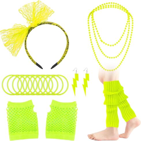 Women's Halloween Costumes,80s Outfit Woman,80s Accessories for Women,Neon Accessories for Disco Party (18 Pcs) in Kuwait