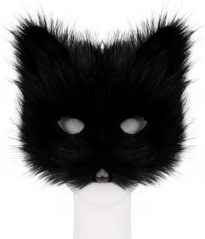 Cat Fox Mask Tail and Paws Gloves Set Furry Animal Therian Kit Masquerade Halloween Cosplay Costume Accessory in Saudi Arabia