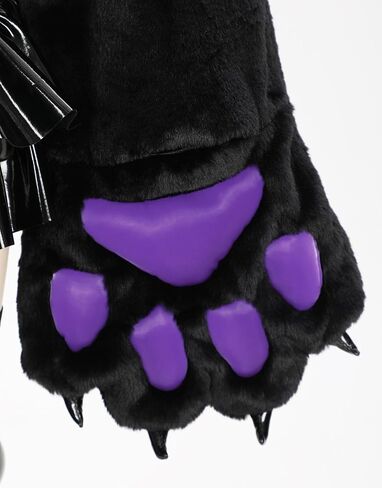 MEOWCOS Paw Hoodie Top Set Gothic PU Leather Corset Top and Mini Skirt with Thigh High Stocking in Saudi Arabia