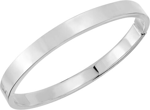 AeraVida Classic Modern Hinged 7 mm Oval .925 Sterling Silver Bangle Bracelet | Minimalist Round Bracelet for Women | Casual Daily Wear Accessory in Saudi Arabia