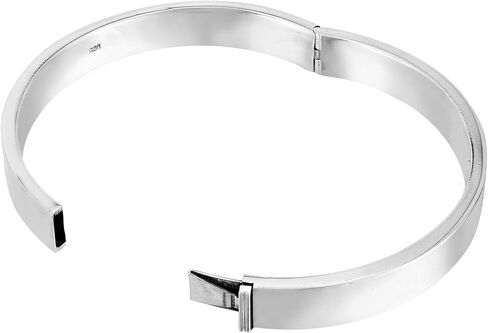 AeraVida Classic Modern Hinged 7 mm Oval .925 Sterling Silver Bangle Bracelet | Minimalist Round Bracelet for Women | Casual Daily Wear Accessory in Saudi Arabia