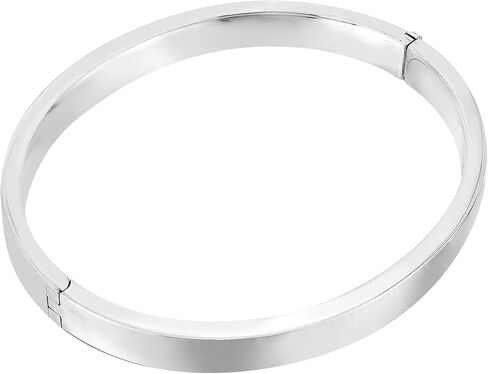 AeraVida Classic Modern Hinged 7 mm Oval .925 Sterling Silver Bangle Bracelet | Minimalist Round Bracelet for Women | Casual Daily Wear Accessory in Saudi Arabia
