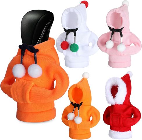 4 قطع عيد الميلاد والعتاد التحول المقبض هوديي العالمي سيارة التحول المقبض هوديي الشتاء الدافئ هوديي سيارة والعتاد التحول غطاء مضحك والعتاد التحول المقبض قميص سترة للسيارات الداخلية اكسسوارات الزينة in Kuwait