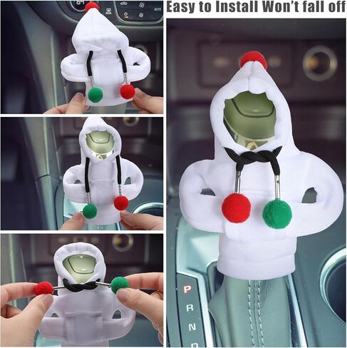 4 قطع عيد الميلاد والعتاد التحول المقبض هوديي العالمي سيارة التحول المقبض هوديي الشتاء الدافئ هوديي سيارة والعتاد التحول غطاء مضحك والعتاد التحول المقبض قميص سترة للسيارات الداخلية اكسسوارات الزينة in Kuwait