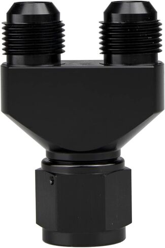 Aluminum Y Block Adapter Fittings -10 AN Female Swivel to Parallel Exit Dual 2 x -8 AN Male Y Block Splitter Tee Hose Connector, Black in Kuwait
