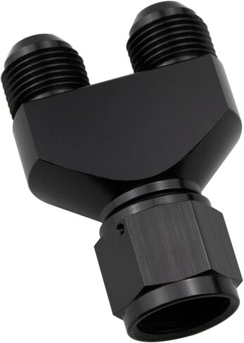 Aluminum Y Block Adapter Fittings -10 AN Female Swivel to Parallel Exit Dual 2 x -8 AN Male Y Block Splitter Tee Hose Connector, Black in Kuwait