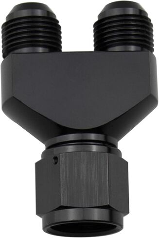 Aluminum Y Block Adapter Fittings -10 AN Female Swivel to Parallel Exit Dual 2 x -8 AN Male Y Block Splitter Tee Hose Connector, Black in Kuwait