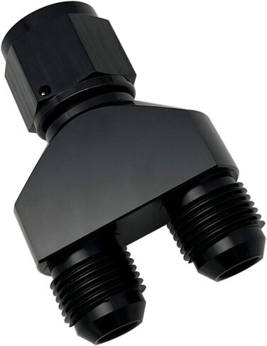 Aluminum Y Block Adapter Fittings -10 AN Female Swivel to Parallel Exit Dual 2 x -8 AN Male Y Block Splitter Tee Hose Connector, Black in Kuwait
