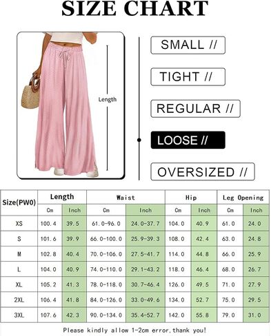 YESNO Women's Wide Leg Pants Fall Elastic High Waist Casual Loose Palazzo Trousers with Pockets and Side Split PW0 in Kuwait