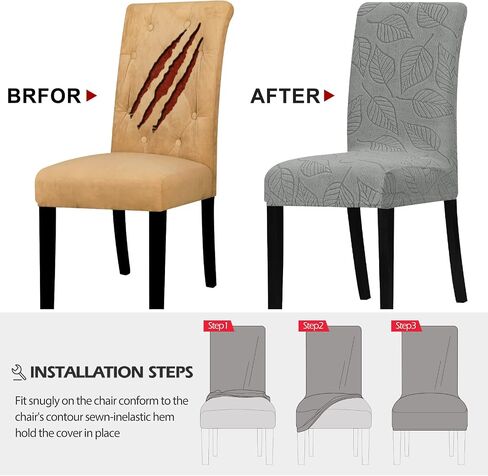 Lellen Dining Chair Slipcovers Set of 4 - Chair Covers for Dining Chairs Kitchen Chair Slipcovers Dining Room Chair Covers Dining Parsons Chair Protector Cover for Chairs Dining Room（Cream） in Saudi Arabia
