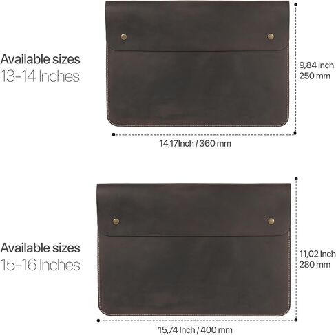 MegaGear Top Grain Leather MacBook Bag Laptop Sleeve for MacBook Pro and MacBook Air Case - 16 Inch - 15 Inch - 15.5 Inch (M4, M3, M2, M2, M1, Pro & Max) 2020 to 2024 Models in Saudi Arabia