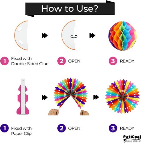 Happy Birthday Party Decorations Pack with Rainbow Happy Birthday Banner, Honeycomb Balls, Circle Dot Garland, Paper Bunting Banner, Paper Fans and Hanging Swirls Streamers in Saudi Arabia