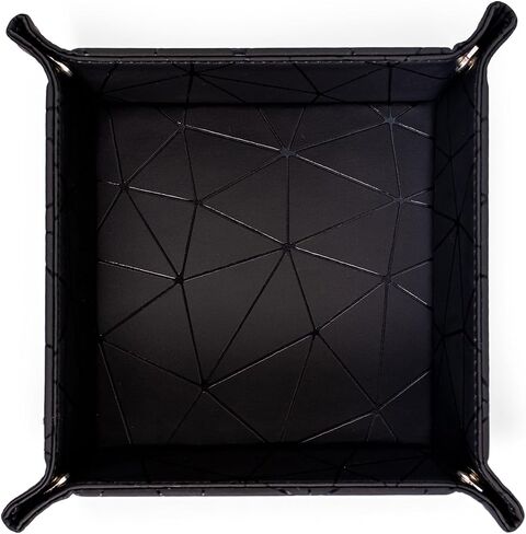 PU Leather Valet Tray for Mens and Women Catchall Tray for Keys,Watch,Jewelry Small Nightstand Bedside and Entry Table Tray Gift for Dad Husband (BlackChequer) in Saudi Arabia