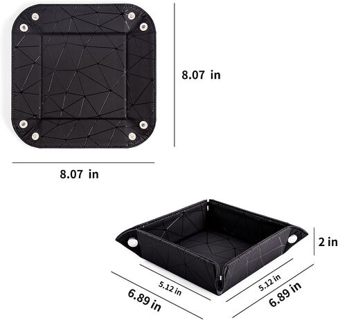 PU Leather Valet Tray for Mens and Women Catchall Tray for Keys,Watch,Jewelry Small Nightstand Bedside and Entry Table Tray Gift for Dad Husband (BlackChequer) in Saudi Arabia