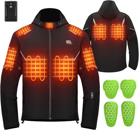 KEMIMOTO Riding Heated Jacket with Heating Time 6-12H, Heated Riding Gear for Men CE 1 Protective Armor Riding Jacket in Saudi Arabia