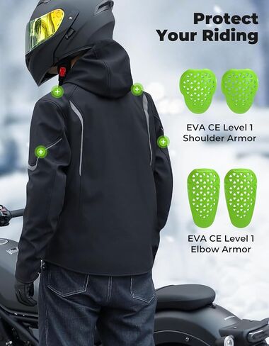 KEMIMOTO Riding Heated Jacket with Heating Time 6-12H, Heated Riding Gear for Men CE 1 Protective Armor Riding Jacket in Saudi Arabia
