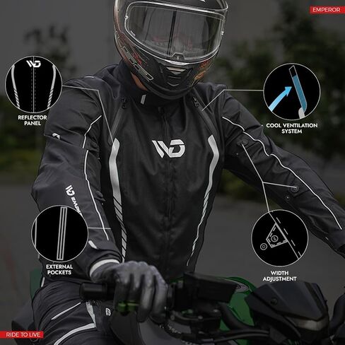 WD Emperor Men's Cordura Motorcycle Jacket (Black, X-Large), All Season, CE Approved Armor in Kuwait