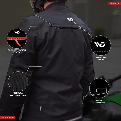WD Emperor Men's Cordura Motorcycle Jacket (Black, X-Large), All Season, CE Approved Armor in Kuwait