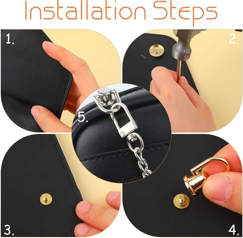 4 Pcs Flat Chain Belt Purse Chain Strap 10 Inch Purse Chain and 8 Pcs Studs Rivets D Ring Flat Purse Strap Extender Shoulder Replacement Straps with Post Head Buttons and Hole Punch (Gold, Silver) in Saudi Arabia