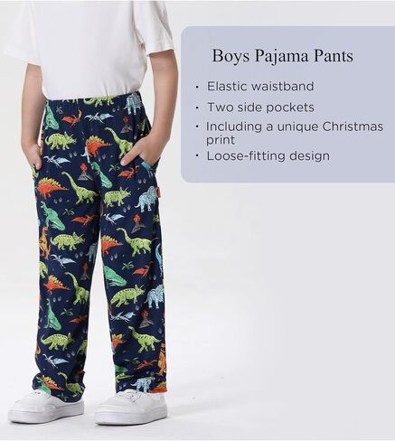 Bamboo Viscose Toddler Boys Wide Leg Pajama Pants Elastic Waist Pajama Bottom with Pockets in Kuwait