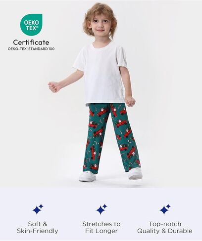 Bamboo Viscose Toddler Boys Wide Leg Pajama Pants Elastic Waist Pajama Bottom with Pockets in Kuwait
