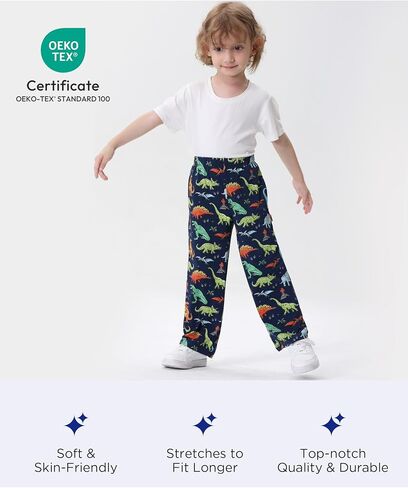 Bamboo Viscose Toddler Boys Wide Leg Pajama Pants Elastic Waist Pajama Bottom with Pockets in Kuwait