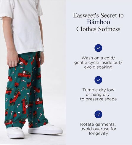 Bamboo Viscose Toddler Boys Wide Leg Pajama Pants Elastic Waist Pajama Bottom with Pockets in Kuwait